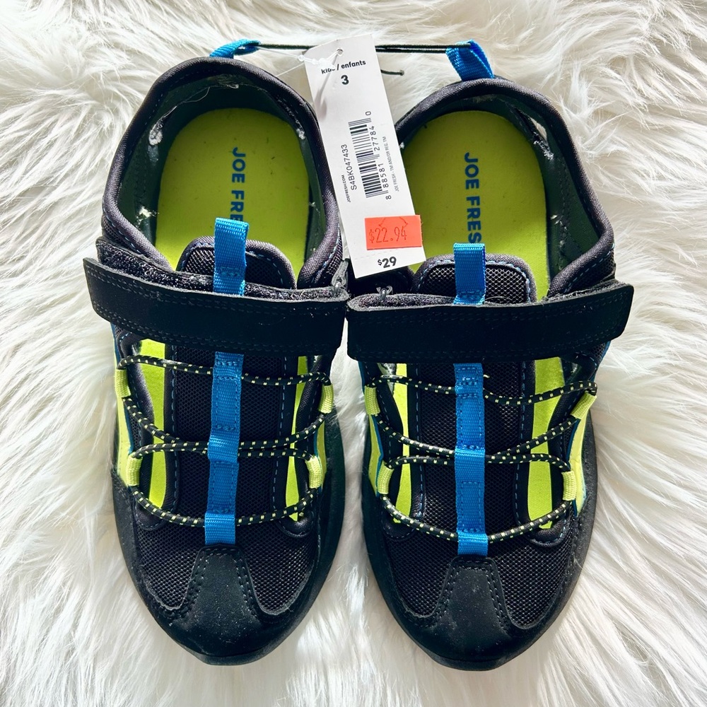 Joe Fresh Kids Black and Neon Green Sneakers